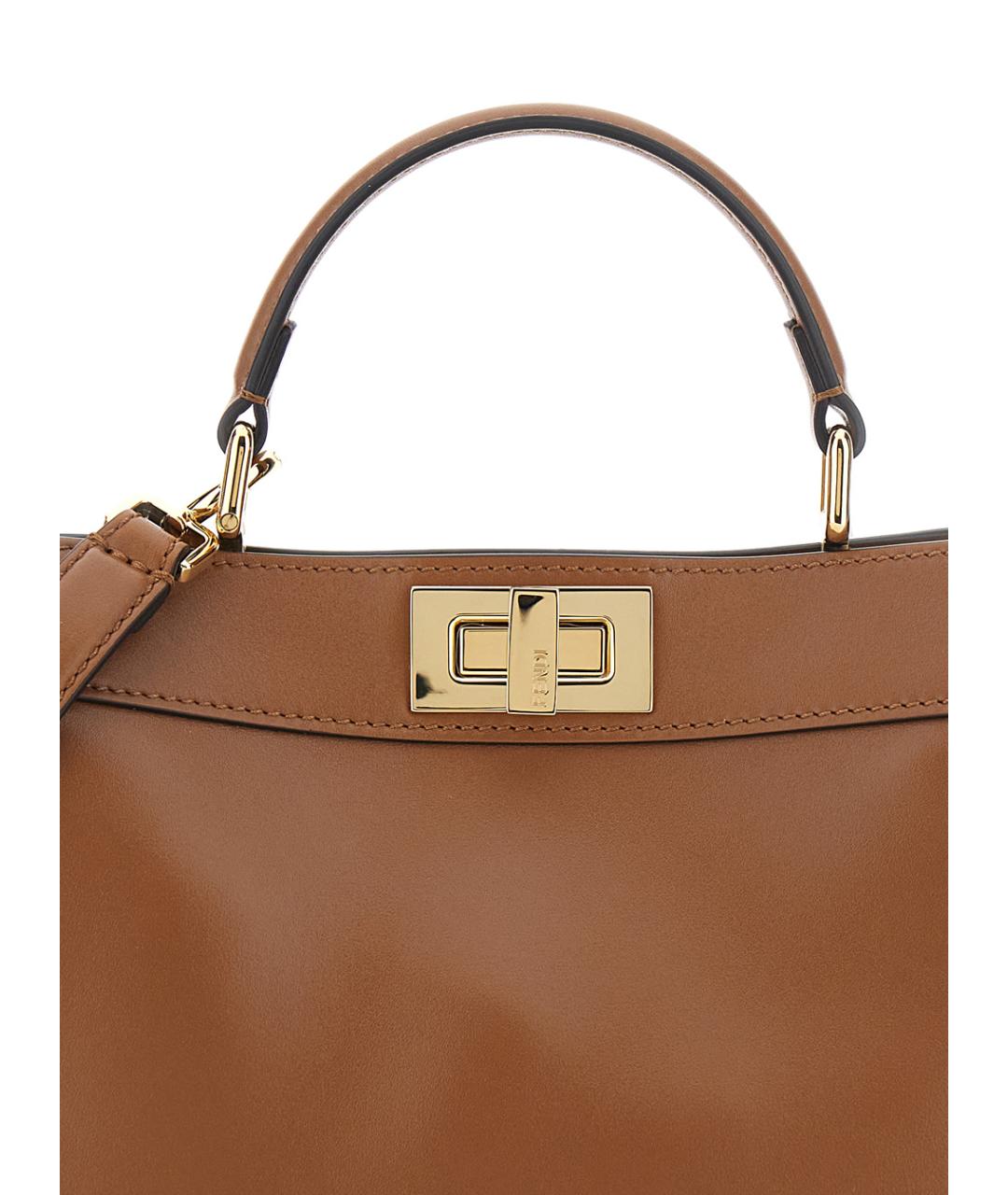 FENDI Бежевая кожаная сумка тоут, фото 3