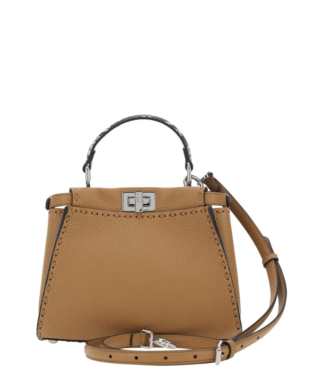FENDI Бежевая кожаная сумка тоут, фото 2