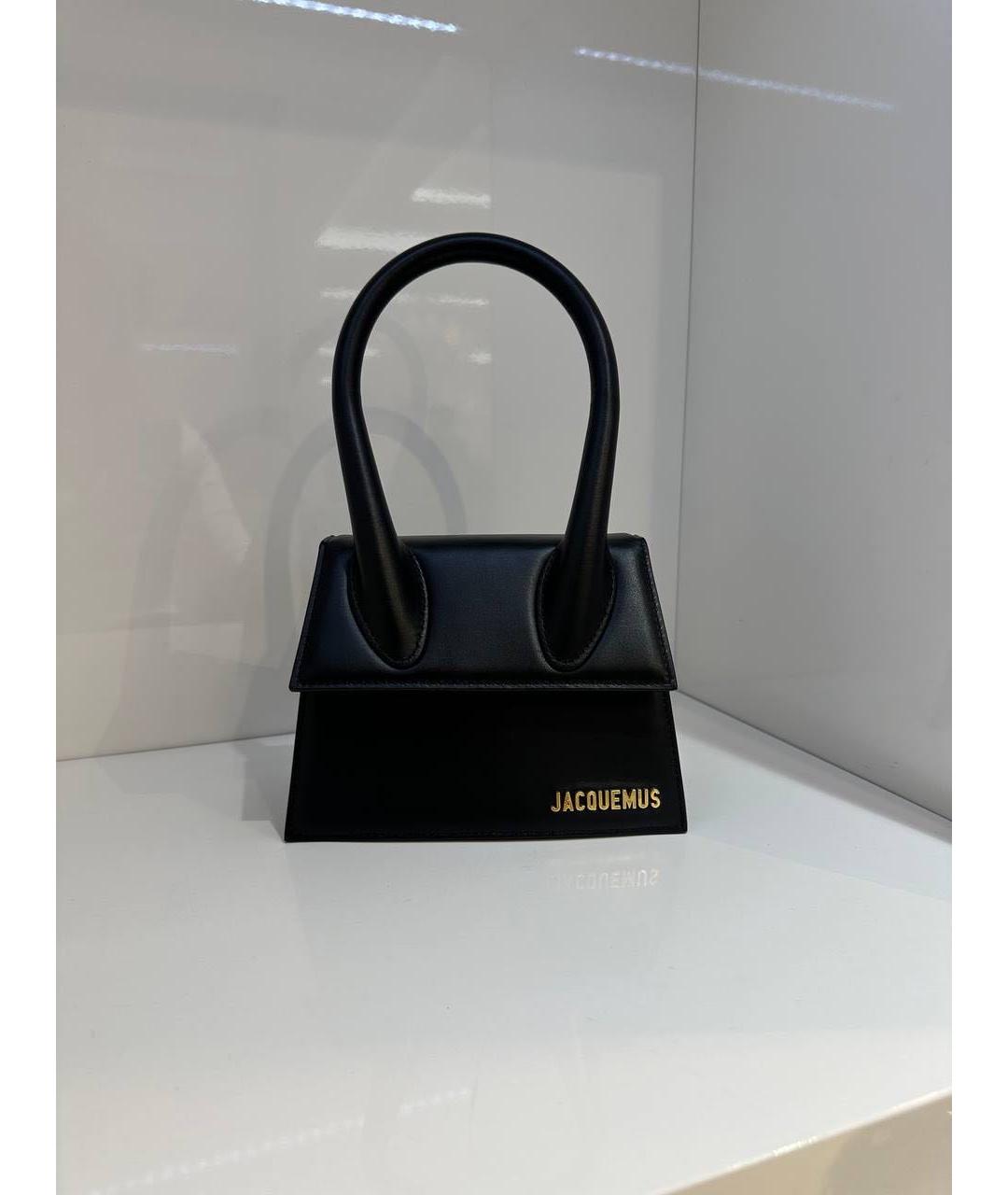 JACQUEMUS Черная кожаная сумка с короткими ручками, фото 4