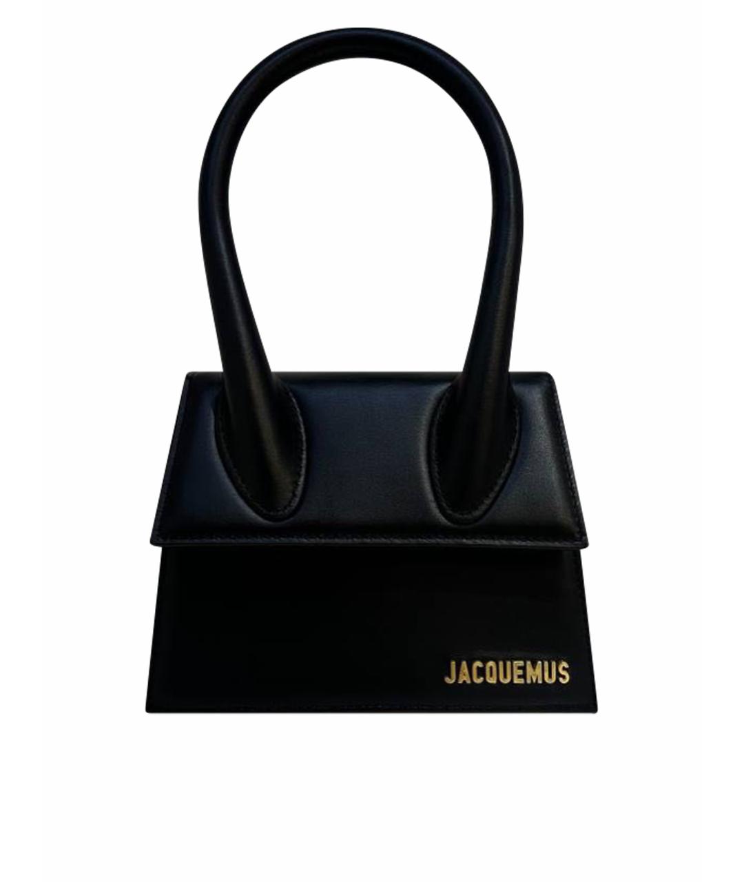 JACQUEMUS Черная кожаная сумка с короткими ручками, фото 1