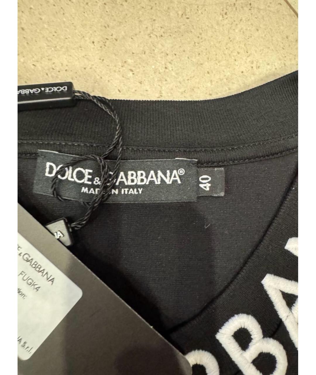 DOLCE&GABBANA Черная хлопко-эластановая футболка, фото 4