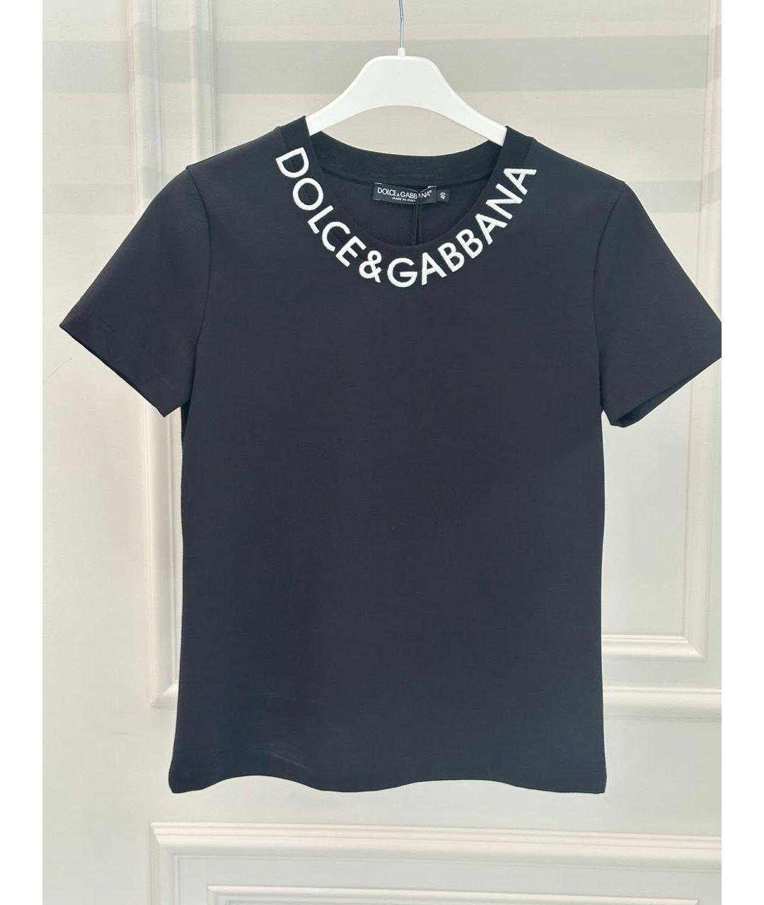 DOLCE&GABBANA Черная хлопко-эластановая футболка, фото 9