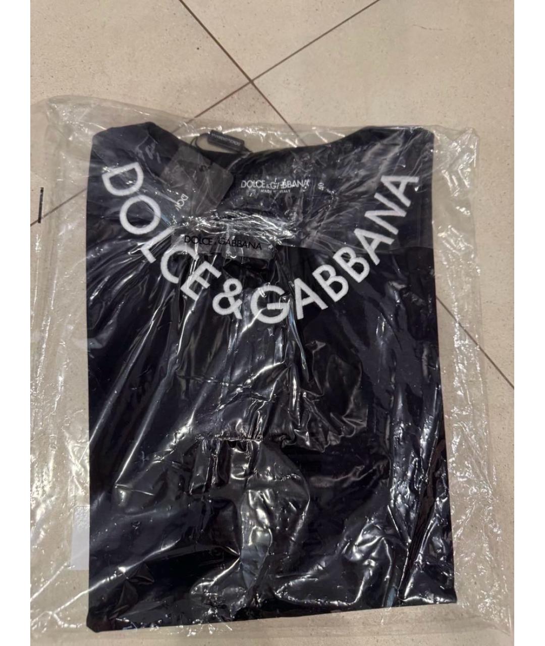 DOLCE&GABBANA Черная хлопко-эластановая футболка, фото 2