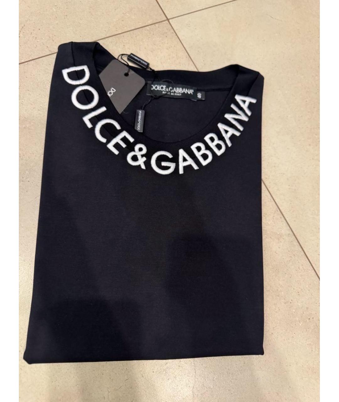 DOLCE&GABBANA Черная хлопко-эластановая футболка, фото 3