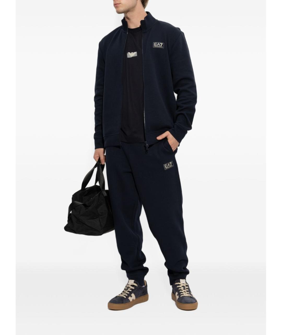 EMPORIO ARMANI Синяя хлопковая футболка, фото 2