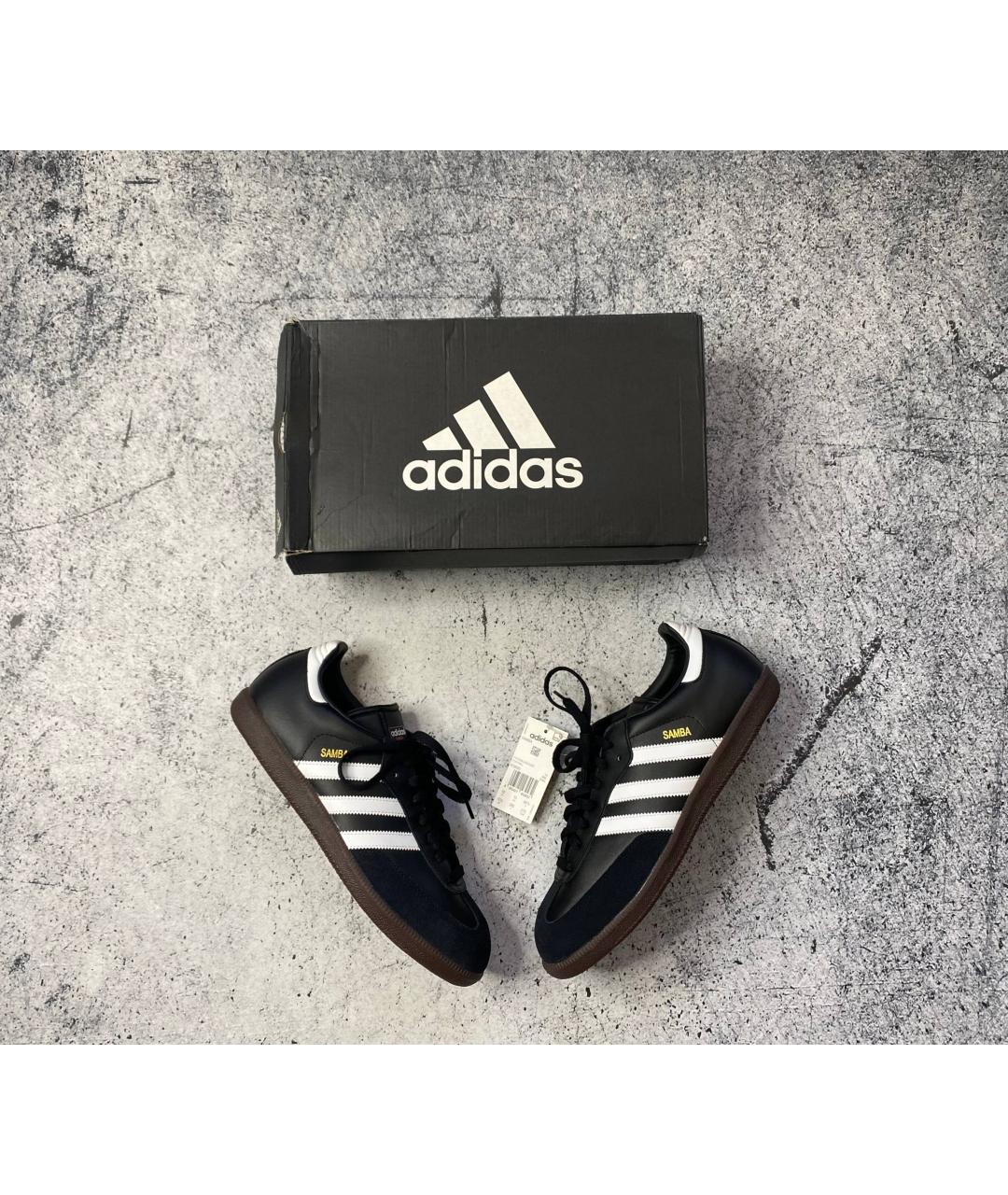 ADIDAS Черные кожаные низкие кроссовки / кеды, фото 3
