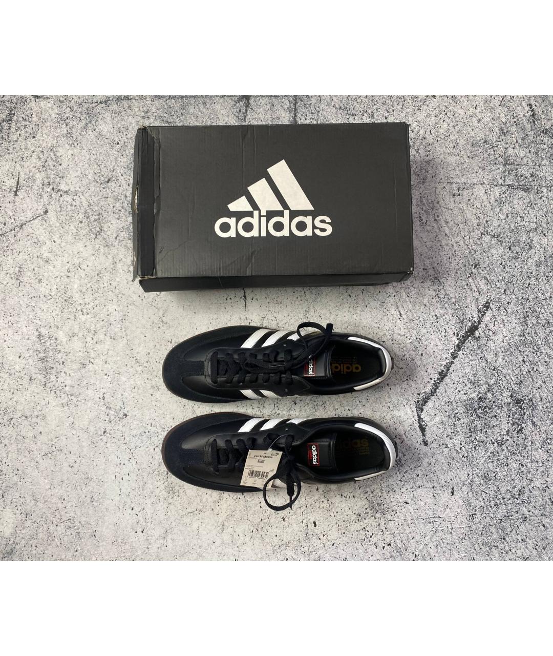ADIDAS Черные кожаные низкие кроссовки / кеды, фото 4