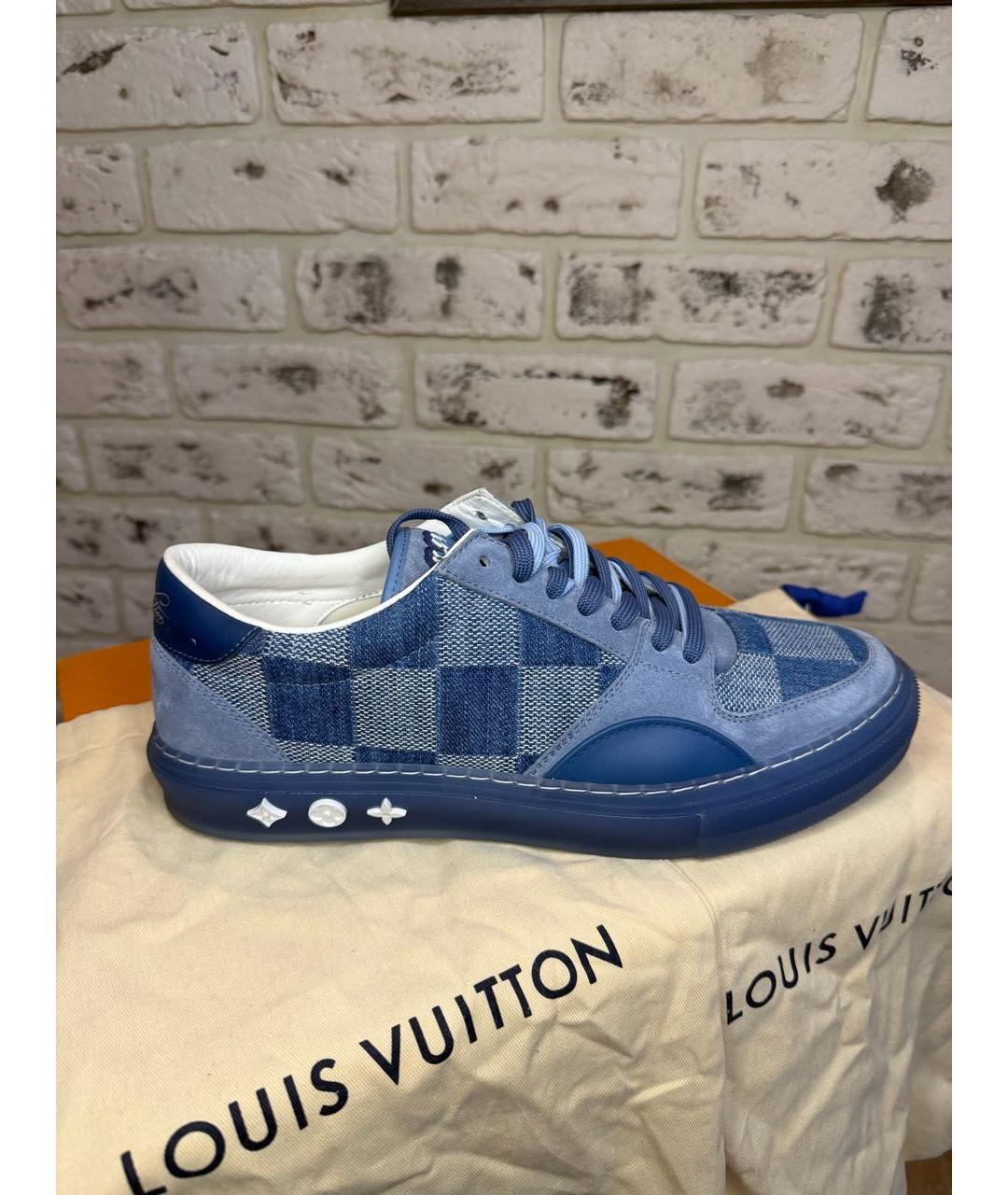 LOUIS VUITTON Синие замшевые низкие кроссовки / кеды, фото 9