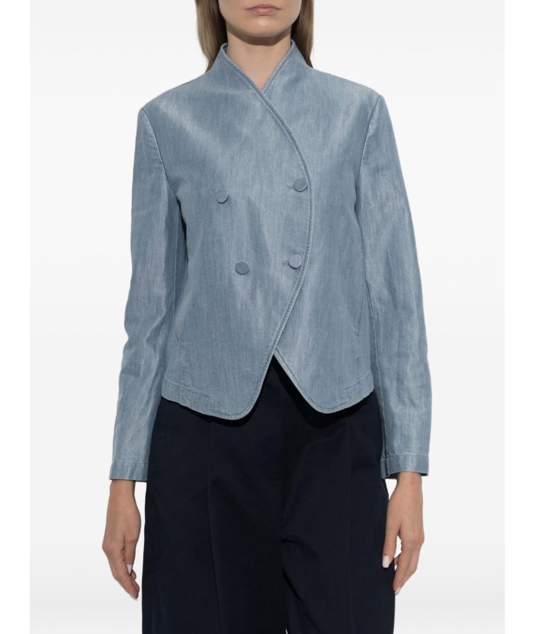 EMPORIO ARMANI Голубая хлопковая куртка, фото 5