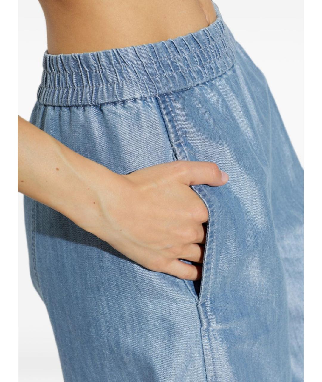 EMPORIO ARMANI Голубые хлопковые прямые джинсы, фото 4