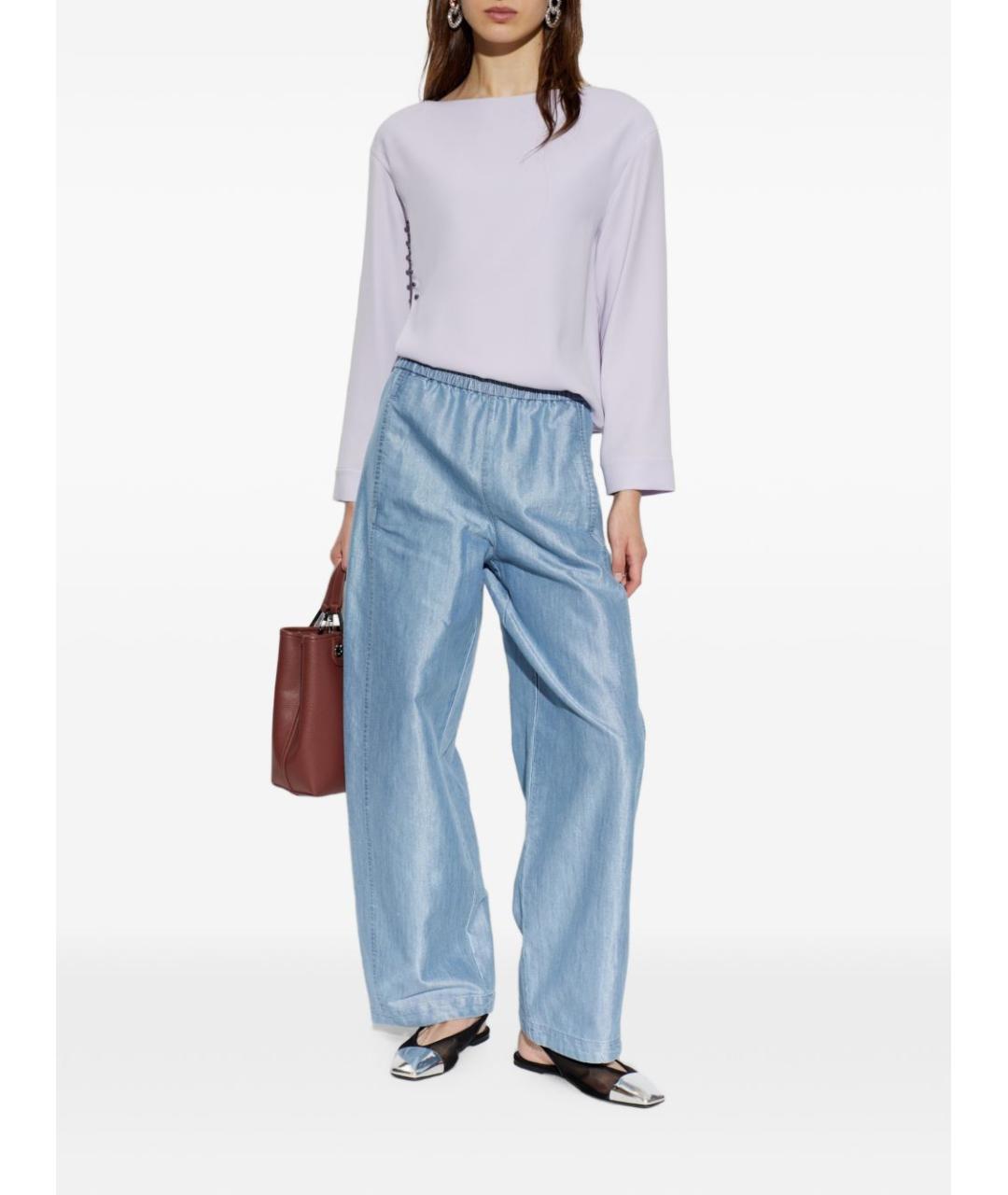 EMPORIO ARMANI Голубые хлопковые прямые джинсы, фото 2