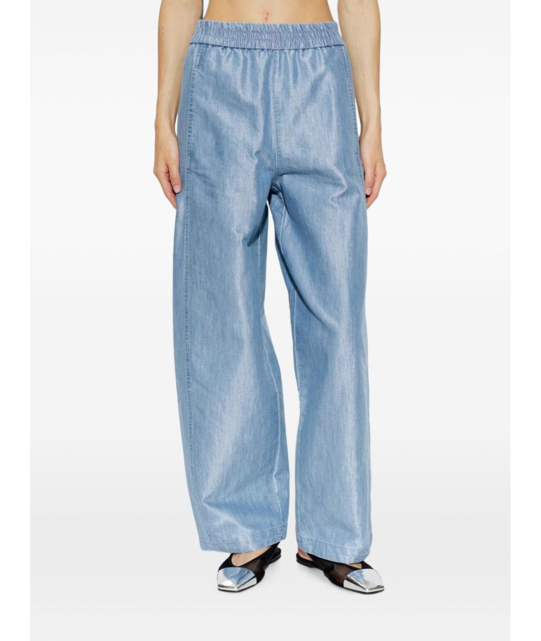 EMPORIO ARMANI Голубые хлопковые прямые джинсы, фото 3