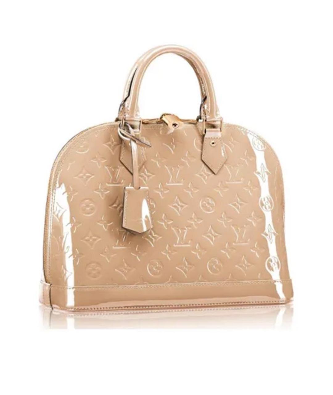LOUIS VUITTON Бежевая сумка с короткими ручками из лакированной кожи, фото 9