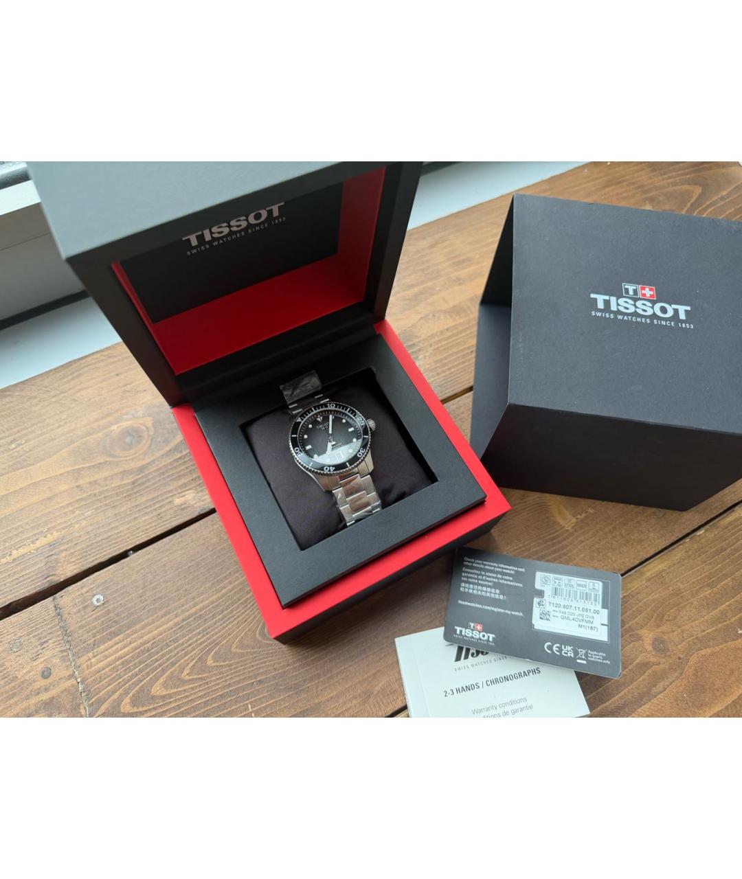 TISSOT Черные стальные часы, фото 4