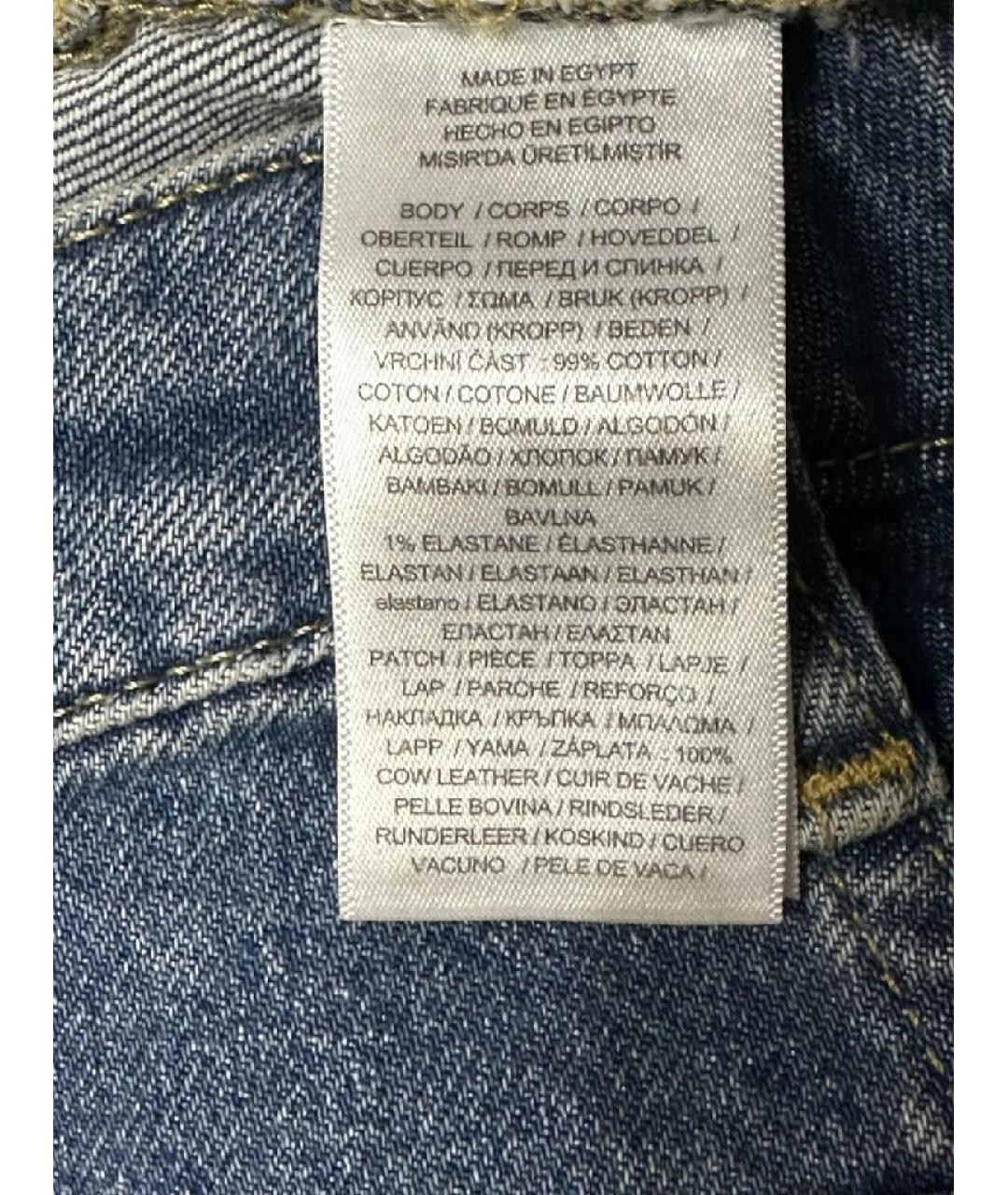 RALPH LAUREN Синие хлопко-эластановые прямые джинсы, фото 5