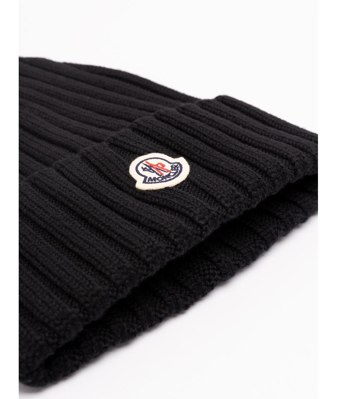 MONCLER Черная шерстяная шапка, фото 2