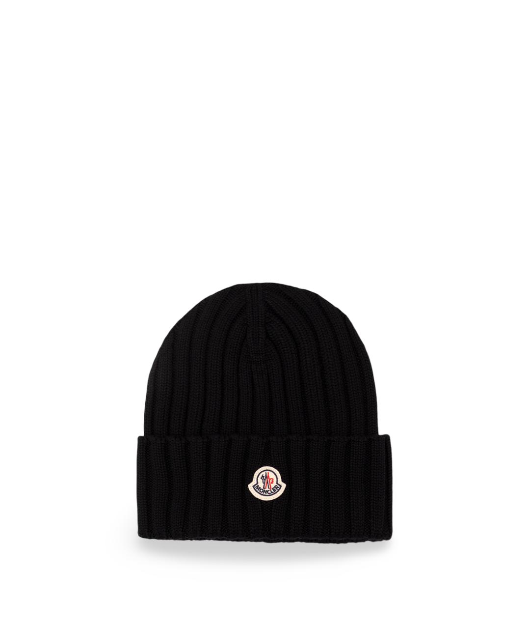 MONCLER Черная шерстяная шапка, фото 1