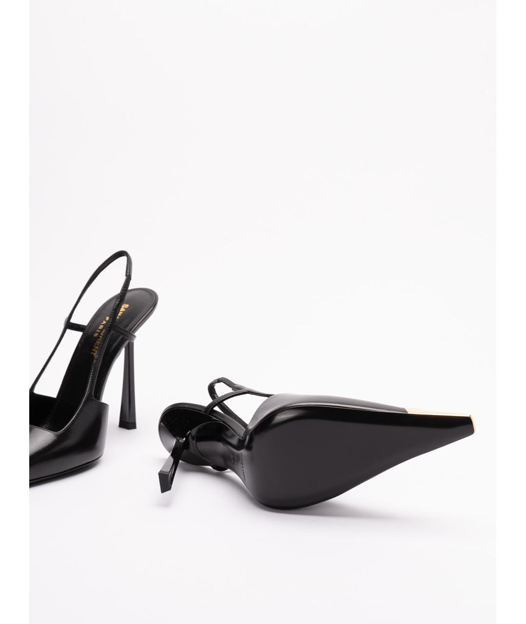 SAINT LAURENT Черные кожаные туфли, фото 4