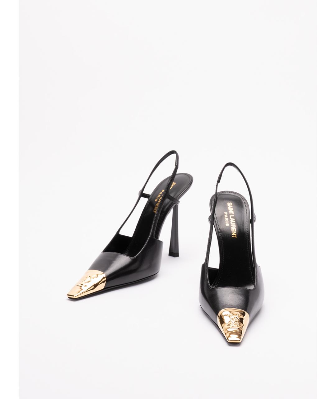 SAINT LAURENT Черные кожаные туфли, фото 2