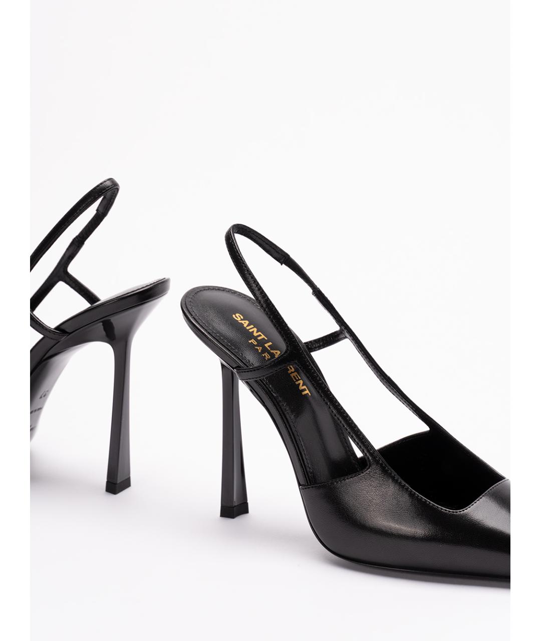 SAINT LAURENT Черные кожаные туфли, фото 5