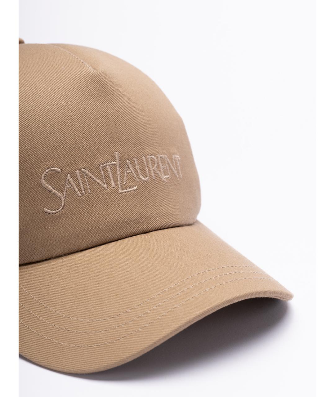 SAINT LAURENT Бежевая хлопковая кепка, фото 4
