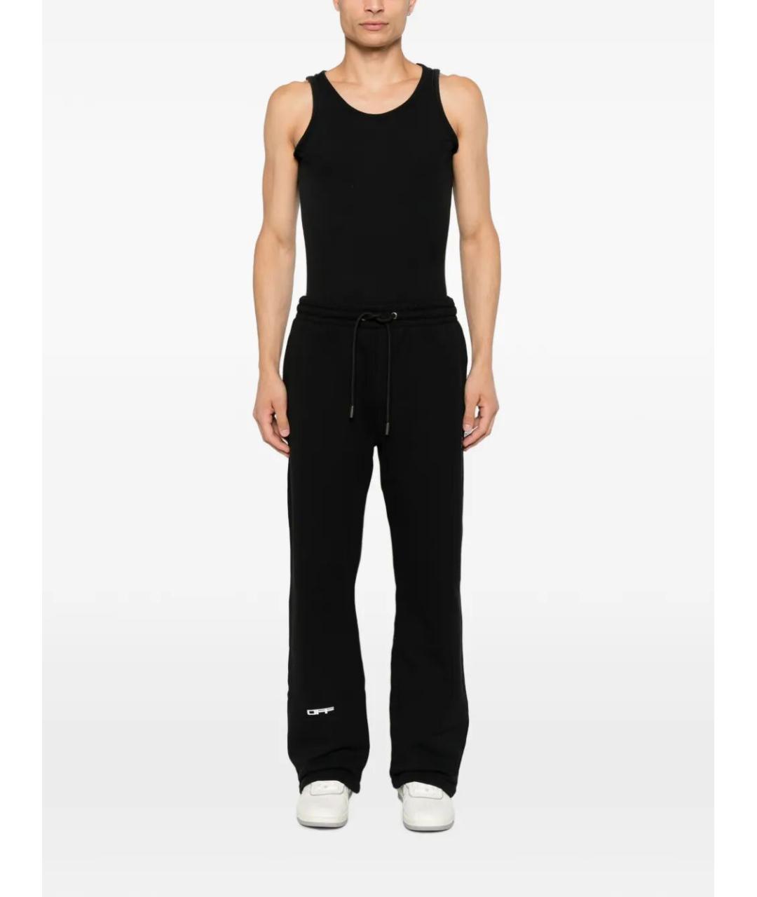 OFF-WHITE Черные хлопковые повседневные брюки, фото 2