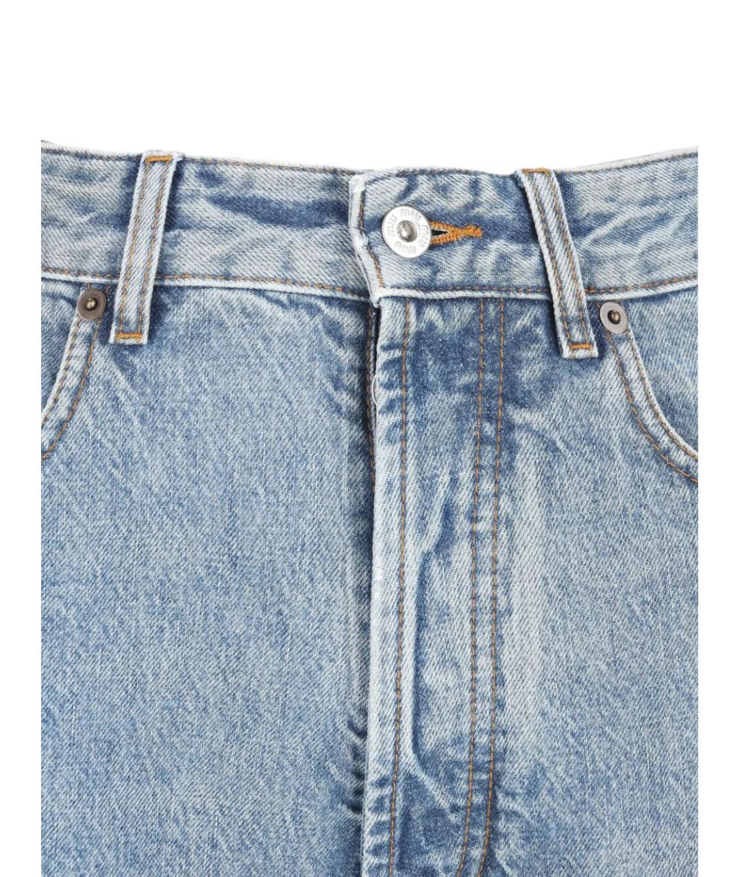 MIU MIU Голубые хлопковые прямые джинсы, фото 3