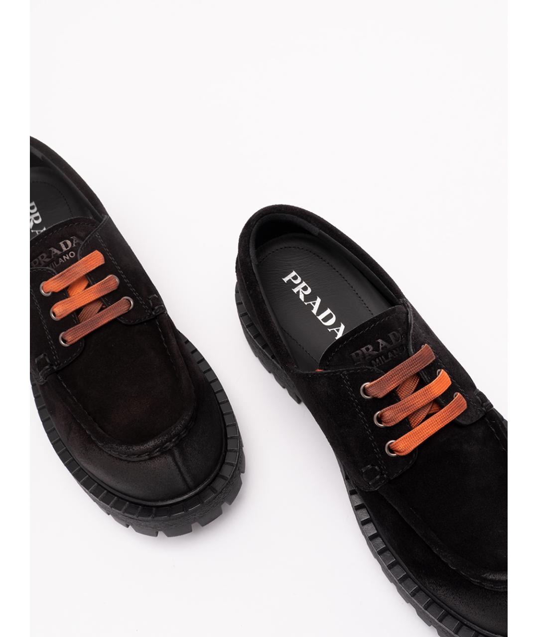 PRADA Черные кожаные низкие ботинки, фото 5