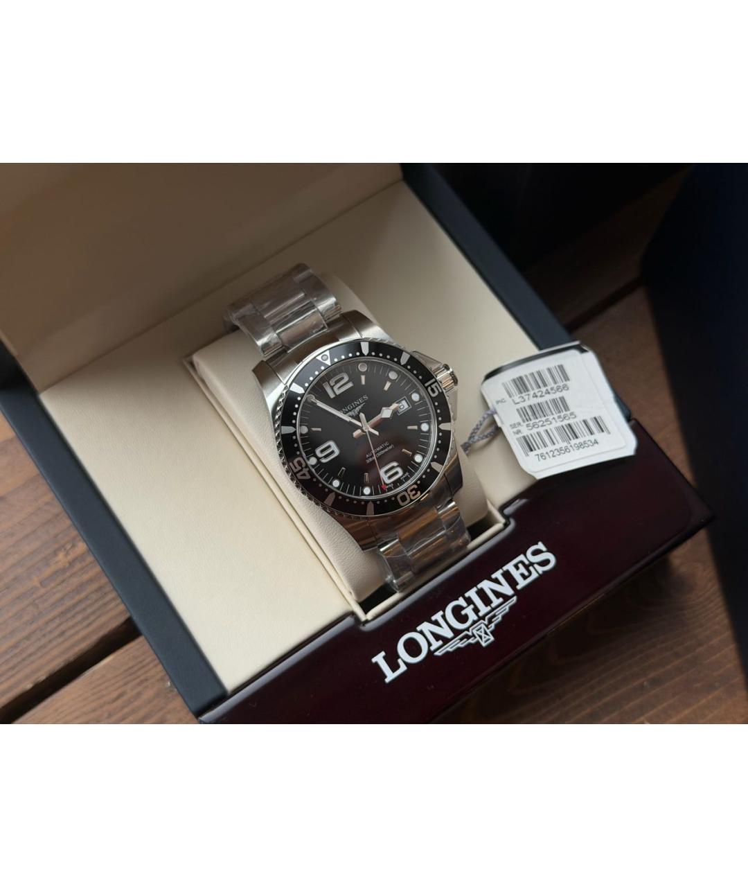 LONGINES Черные стальные часы, фото 7