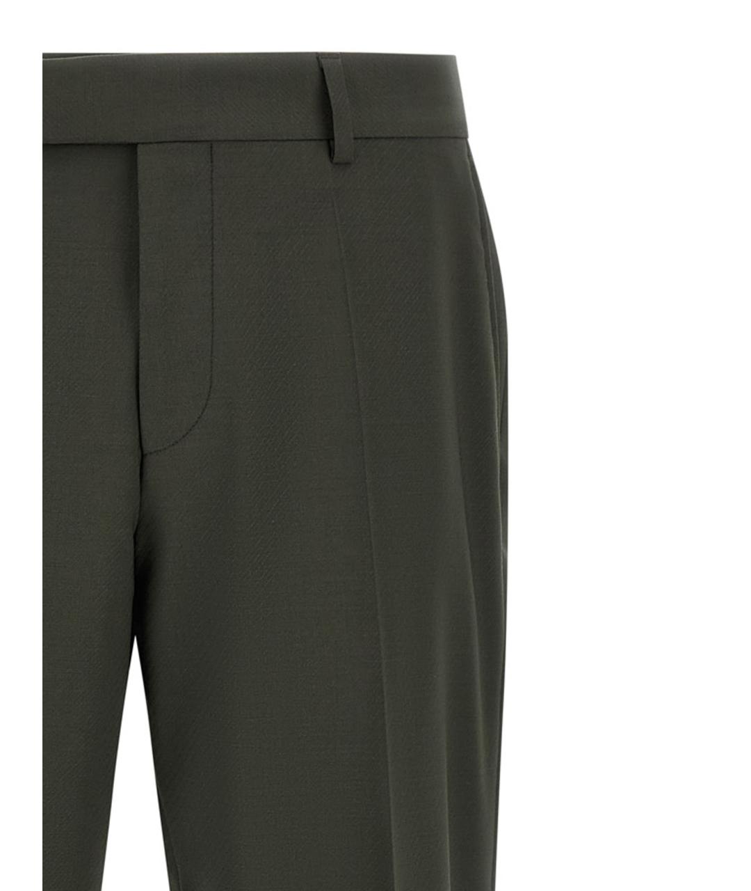 HUGO BOSS Зеленые шерстяные повседневные брюки, фото 3