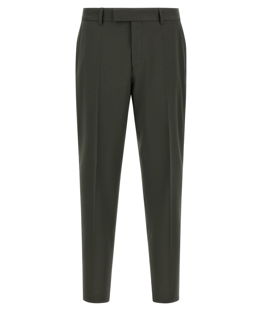 HUGO BOSS Зеленые шерстяные повседневные брюки, фото 1