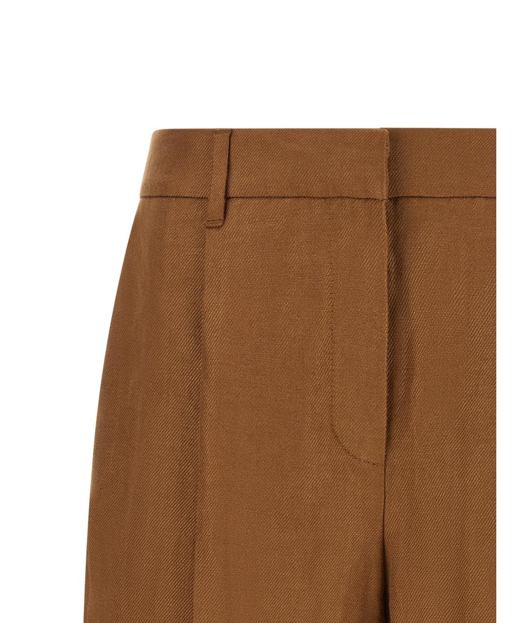 BRUNELLO CUCINELLI Коричневые льняные шорты, фото 3