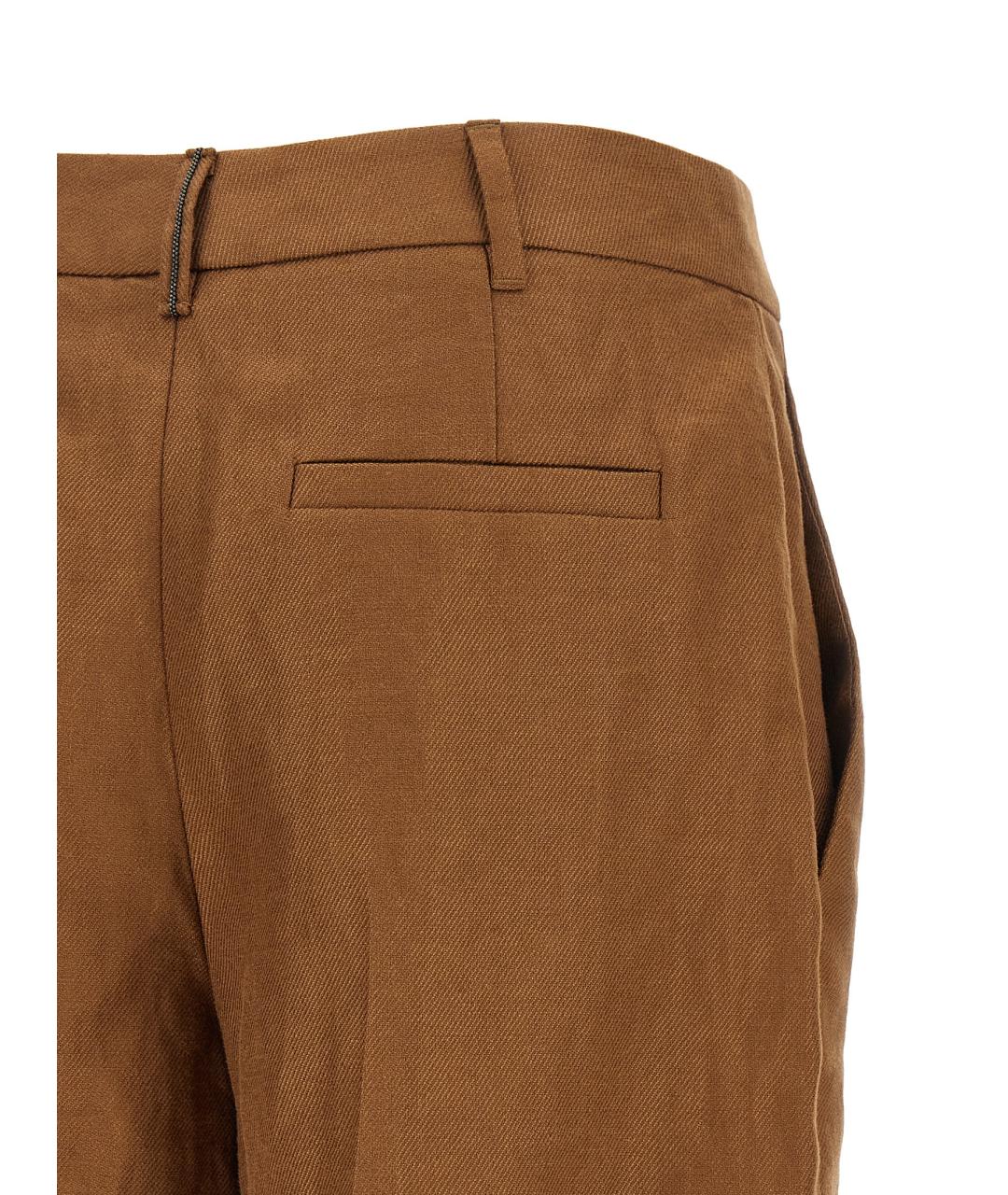 BRUNELLO CUCINELLI Коричневые льняные шорты, фото 4