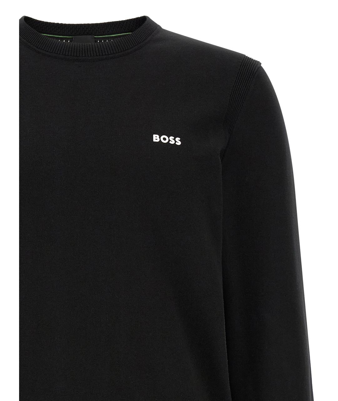 HUGO BOSS Черный хлопковый джемпер / свитер, фото 3