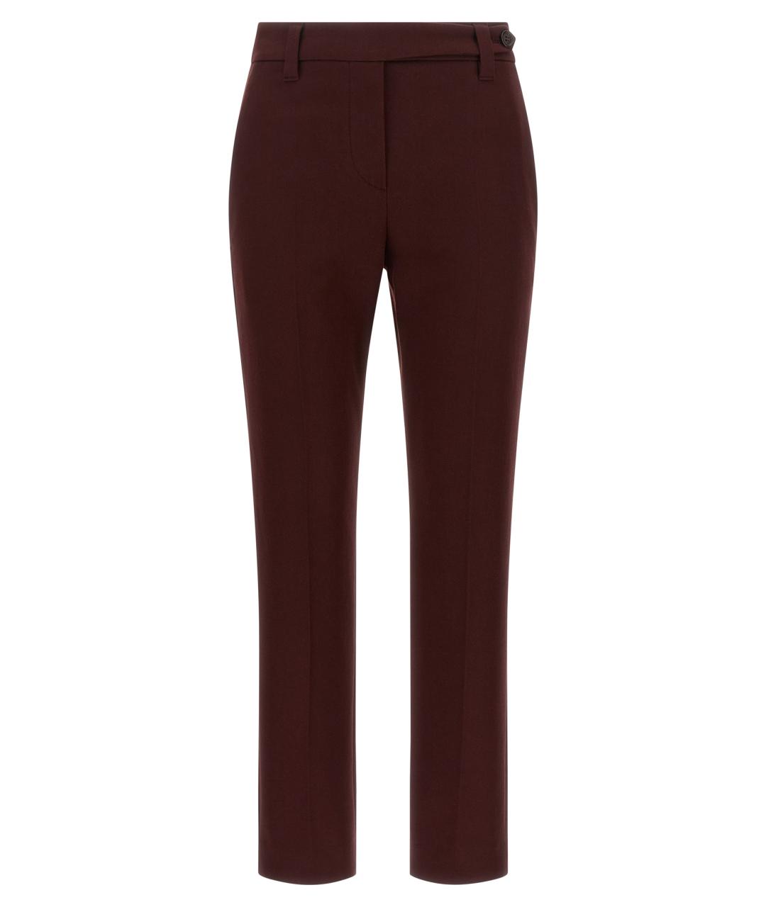 BRUNELLO CUCINELLI Бордовые хлопковые прямые брюки, фото 1