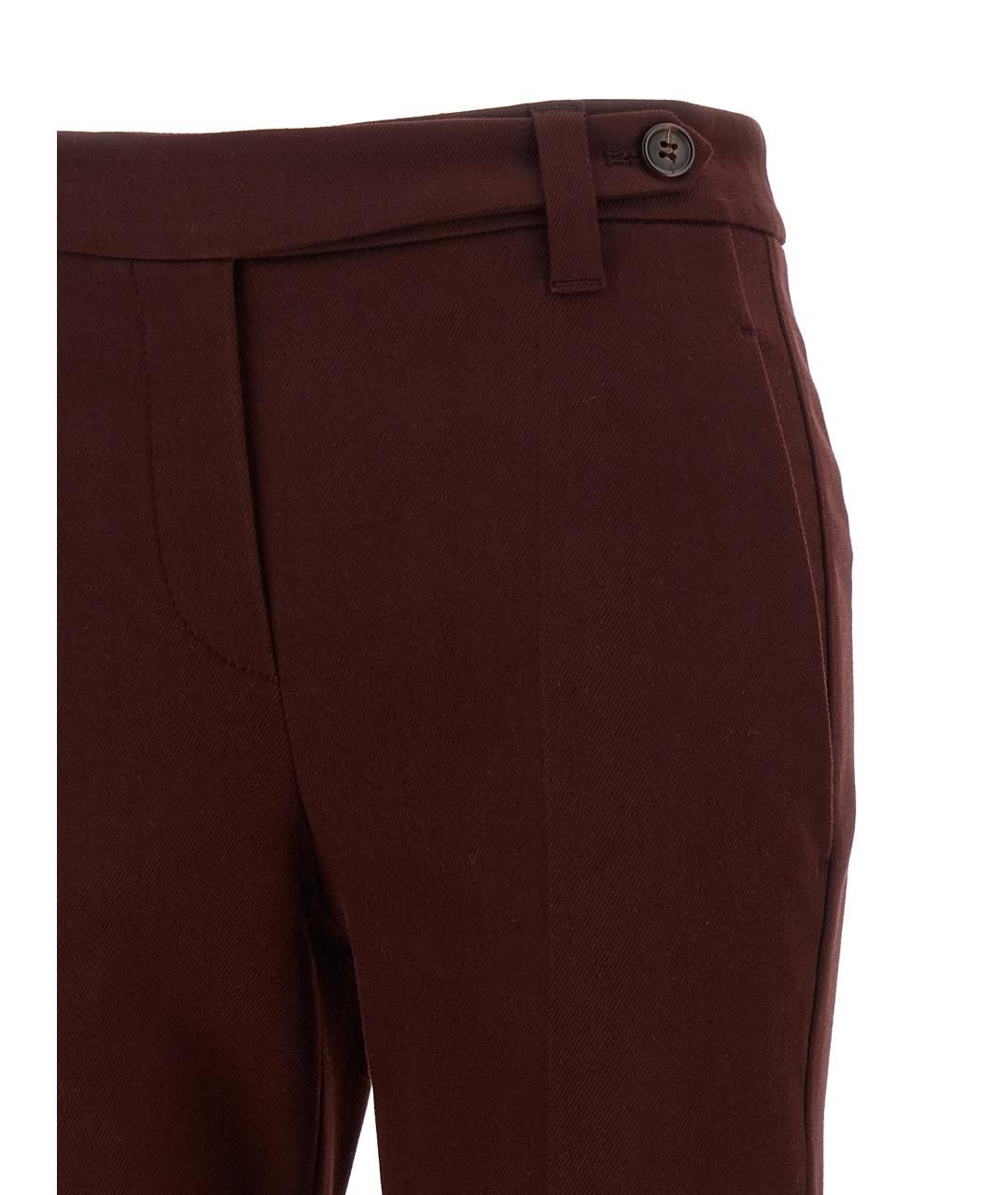 BRUNELLO CUCINELLI Бордовые хлопковые прямые брюки, фото 3