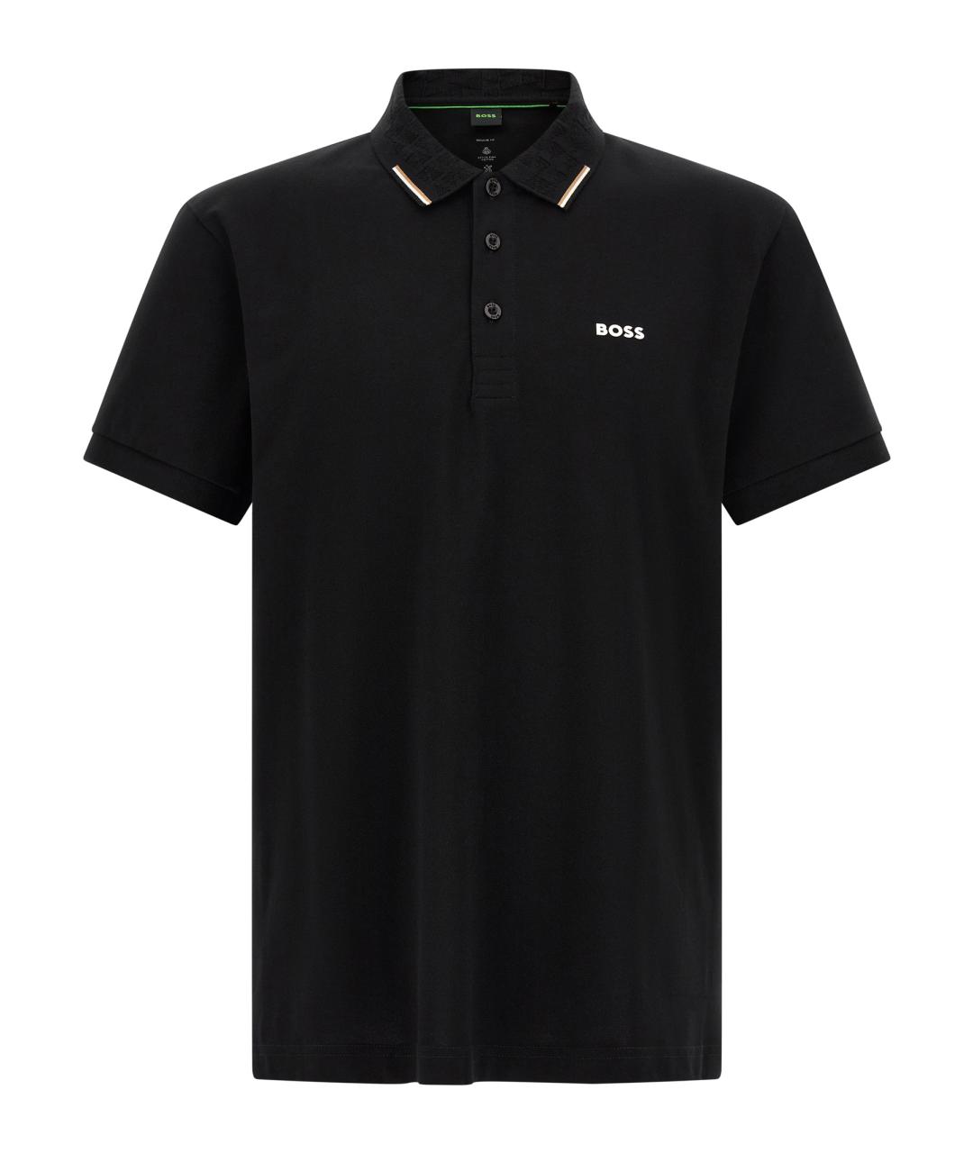 HUGO BOSS Черное хлопковое поло с коротким рукавом, фото 1