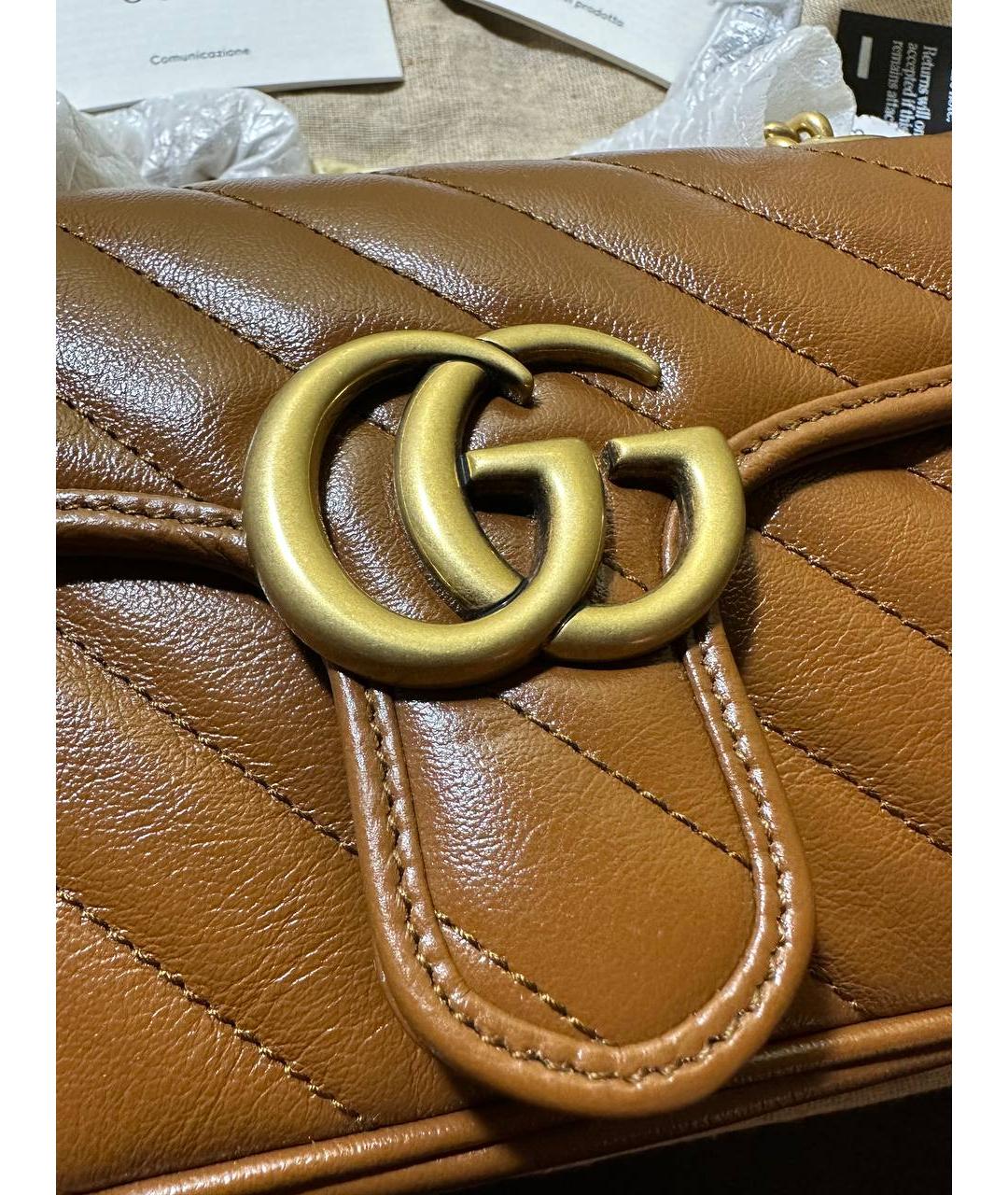 GUCCI Горчичная кожаная сумка через плечо, фото 4
