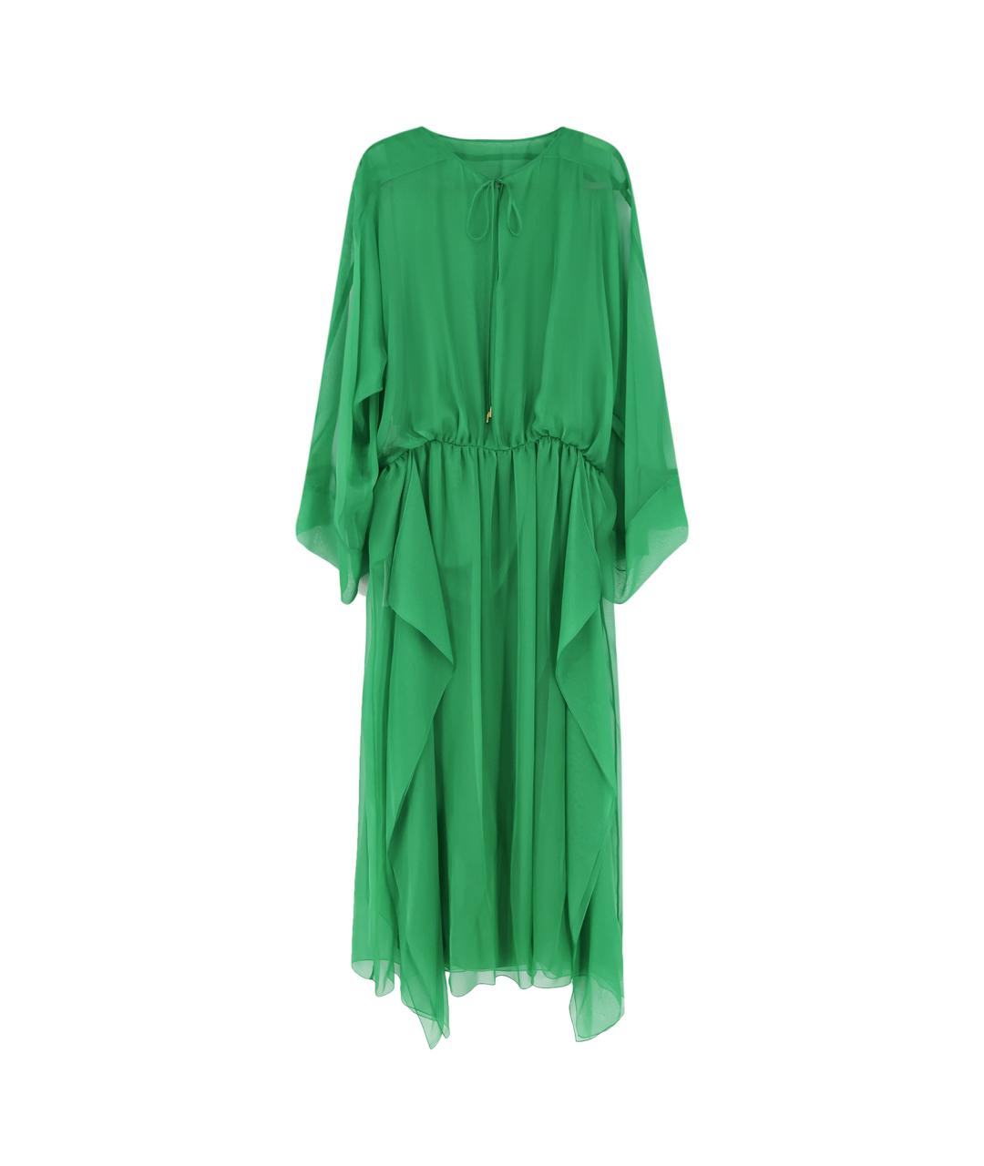 ALBERTA FERRETTI Зеленое шелковое повседневное платье, фото 1