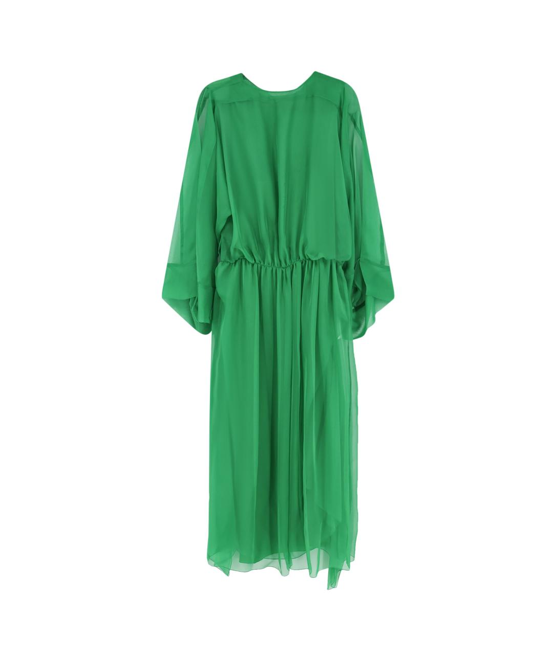 ALBERTA FERRETTI Зеленое шелковое повседневное платье, фото 2