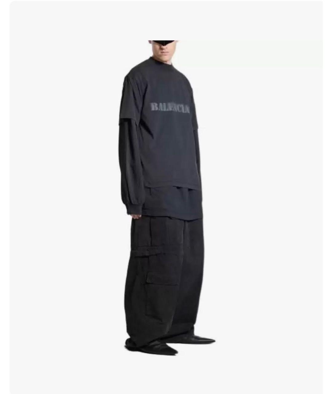 BALENCIAGA Черная хлопковая футболка, фото 5