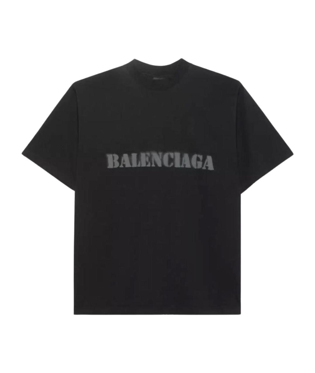 BALENCIAGA Черная хлопковая футболка, фото 1