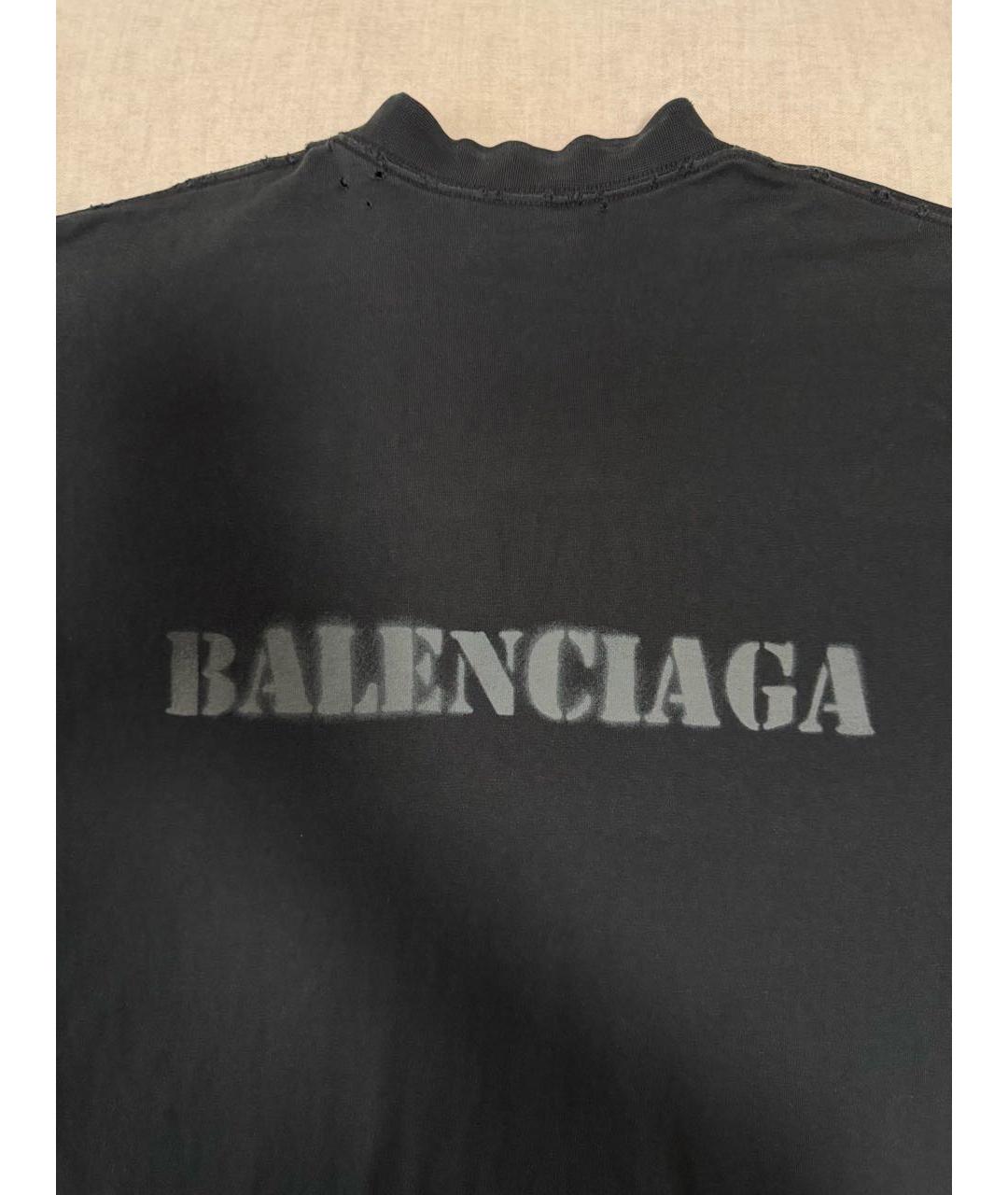 BALENCIAGA Черная хлопковая футболка, фото 3