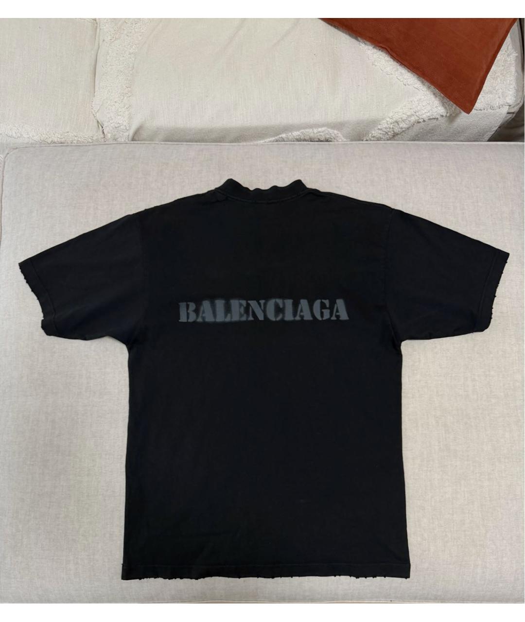 BALENCIAGA Черная хлопковая футболка, фото 2