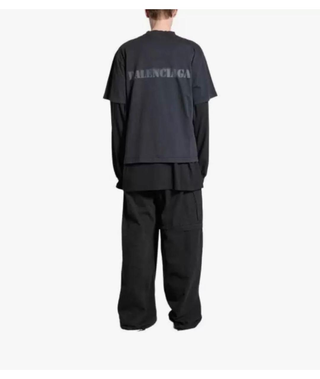BALENCIAGA Черная хлопковая футболка, фото 6