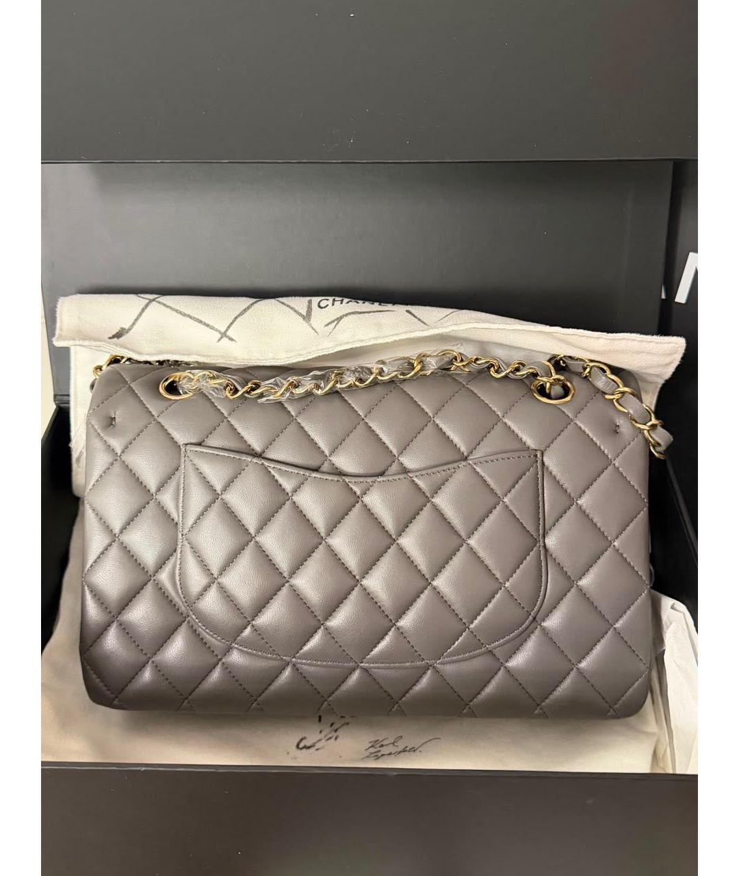 CHANEL Серая кожаная сумка через плечо, фото 3