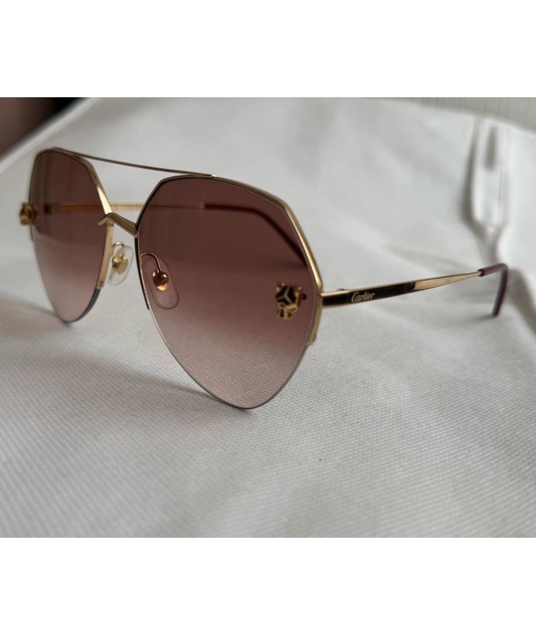 CARTIER Золотые металлические солнцезащитные очки, фото 3