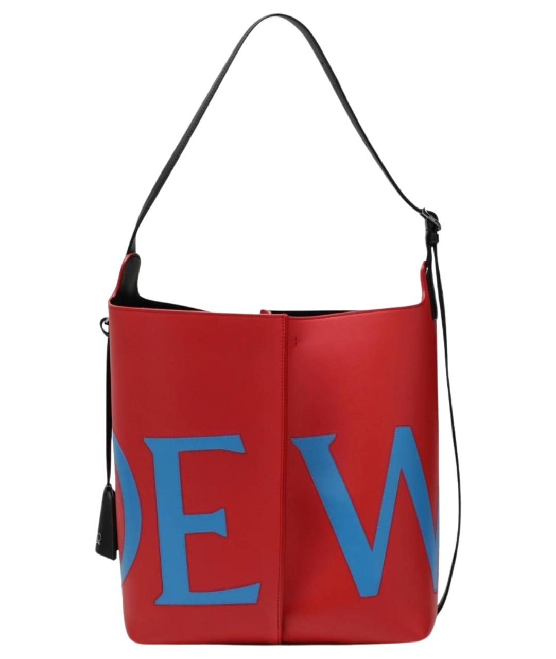 LOEWE Красная кожаная сумка тоут, фото 1