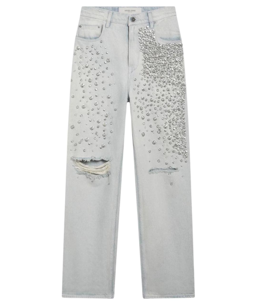 GOLDEN GOOSE Голубые хлопковые прямые джинсы, фото 1