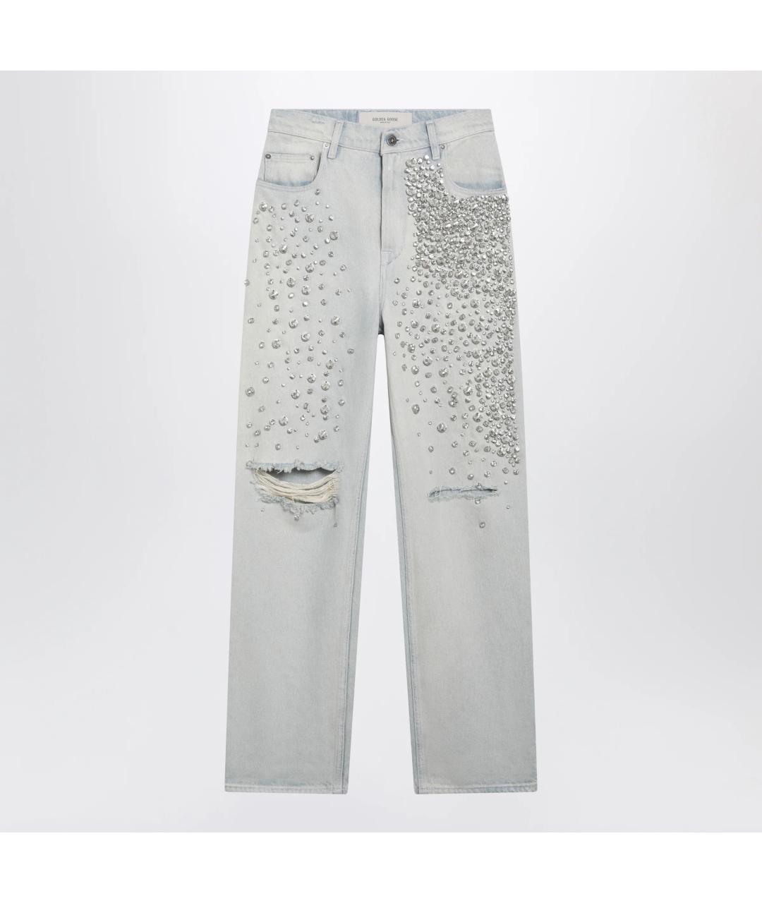 GOLDEN GOOSE Голубые хлопковые прямые джинсы, фото 3
